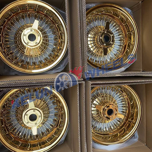 Jantes à rayons Lowider avec pneus à flanc blanc, roues à rayons dorés Best100/72, jantes 5x114.3, roue à rayons - Product Image 3