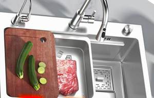 304 Stainless Steel Kitchen Handmade Nano Double <b>Step</b> Sink Set Vegetable Washing Basin Dish Washing Sink - Product Image 3