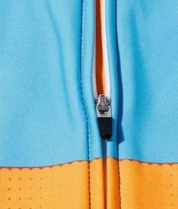 Jersey de Ciclismo de Manga Larga en Bloques de Color Azul y Naranja, Doble Adaptabilidad para Primavera y Otoño, Torneos, Entrenamiento, Desplazamientos Diarios, Personalizable - Product Image 3