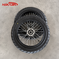 Roues de moto électrique tout-terrain 14 pouces argentées/chromées 90/90-14 avec chambre à air 90/90-14 compatibles avec les pneus Yozma/Strike Tuttio Shadow