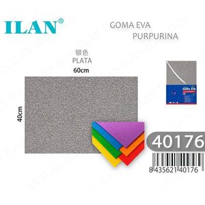 Foglio di Schiuma EVA Ilan 40x60cm Argento Glitterato Materiale per Artigianato - Product Image 3