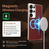 Étui de téléphone en cuir de veau italien véritable avec chargement magnétique sans fil pour la série Samsung Galaxy S25