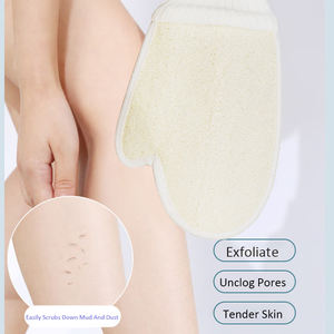 Guantes de ducha de lufa naturales suaves y cómodos, cepillo de ducha exfoliante de limpieza corporal para adultos de estilo Simple - Product Image 4