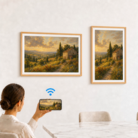 %100 Masif Ahşap Çerçeve 49 İnç HD Akıllı WiFi Dijital Fotoğraf Sanat Çerçevesi, Video Oynatma ve NFT Görüntüleme Özellikli