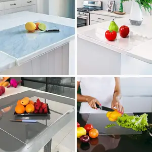 Lembar akrilik transparan Anti selip, 2024 untuk meja dapur papan pemotong akrilik bening dengan bibir konter