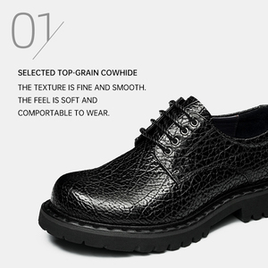 OEM Custom Fashion Soft Leisure Cowhide Business <b>Shoes</b> Men's Flats Lace-up Animal Prints Toe <b>Height</b> <b>Increasing</b> Wedding Formal - Product Image 2