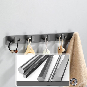 DS4949 adesivo adesivo gancio per porta Non trapanatura appendiabiti per cappelli porta appendiabiti in alluminio solido gancio da parete - Product Image 6