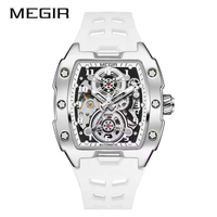 Montre mécanique automatique pour homme Megir 9602, bracelet en silicone, sport, horloge masculine, date automatique, résistante à l'eau
