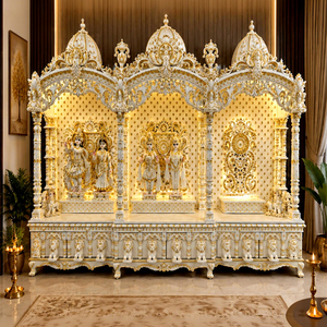 Bollywood-Style Wooden Pooja <b>Mandir</b> For USA Large Indian Hindu Temple with Hand Carved Domes Custom Teak Wood Pooja <b>Mandir</b> - Product Image 1