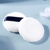 Houppette de maquillage double face en velours avec étiquette personnalisée pour poudre libre