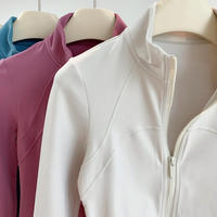 Veste de sport haut de gamme pour femme à col montant et manches longues, coupe-vent, pour le yoga, la course et l'entraînement