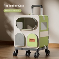 Chariot de transport pour animaux de compagnie avec roulettes, poignée télescopique et fenêtres en maille pour chats et petits chiens
