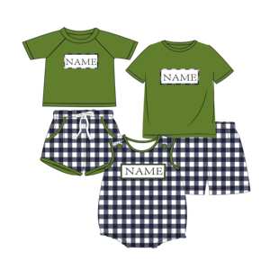 Qingli OEM personnalisé bébé garçons smocké à la main vêtements 2 pièces ensemble tenue de sport pour l'été <span class=keywords><strong>nom</strong></span> broderie pour les petits enfants - Product Image 1