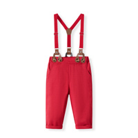 Traje Formal Navideño para Bebé Catpapa, Mono de Manga Larga con Estampado de Galleta de Jengibre, Pantalones con Tirantes, Corbata de Moño y Gorro, Disfraz Festivo