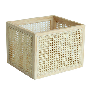 Cesta de almacenamiento de ratán y madera para juguetes, cesta de almacenamiento de ropa, <span class=keywords><strong>2022</strong></span> - Product Image 1