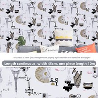 Papier peint alphabet anglais, rouleau de papier autocollant mural 45*1000, papier peint mural, carreaux muraux autocollants pour salle de bain, papier peint mural