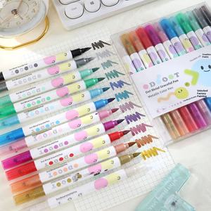 Juego de marcadores de cuaderno Multicolor de doble cabeza de 12 Colores de alta calidad, bolígrafo resaltador de garabatos de <span class=keywords><strong>6mm</strong></span> de ancho de escritura para niños - Product Image 6