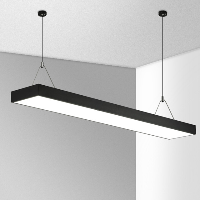 1200mm X 72W Iron LED Panel Light Adjustable Height Rectangle Linear Pendant Chandeliers 6000K Daylight High CRI 80 Dimmable