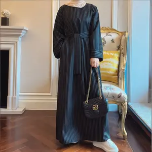 Поставка Limanying, Турция, Ближний Восток, женское мусульманское платье в полоску, 2022 Дубай, черная Пакистанская абайя