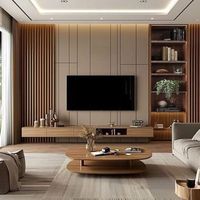 America Villa Luxury Pantry Cuisine TV Salon MDF Contreplaqué Lumière LED Accessoires Meubles Ensembles complets de rangement pour armoires