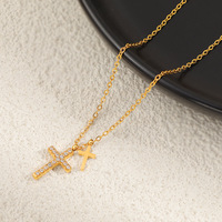 Collier géométrique premium YF8240 avec zircon croisé, collier de clavicule pour femmes, plaqué or 18 carats, acier inoxydable imperméable