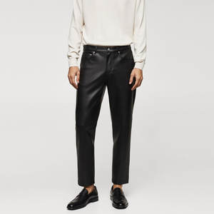 Pantalon en cuir et toile coupe droite pour homme, style urbain, fabriqué en usine, vente chaude, 100 % cuir, haute qualité, imperméable et coupe-vent, vente en gros - Product Image 1