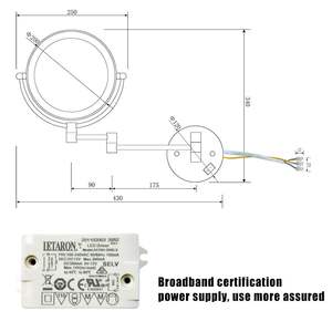Espejo de Maquillaje Redondo Db de 8 Pulgadas con LED, Doble Cara, Montaje en Pared, Aumento 1X 3X, Marco Metálico, Espejo de Vanidad para Belleza - Product Image 4