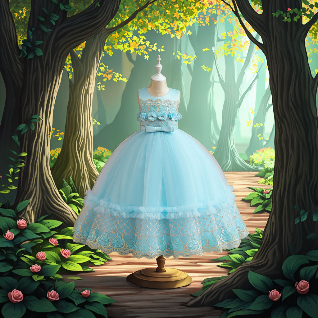 MQATZ Wholesale Girls Fancy Dresses Appliqued Tulle Kids Blue Party Wedding  Child Birthday Flower Dress LP-383