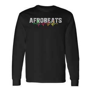 Camiseta de manga larga Afrobeats Heart, diseño musical negro, ropa unisex - Product Image 1