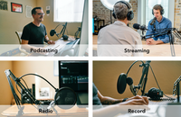 MAONOCASTER AM100 Kit Studio Produksi Podcast All-In-One Peralatan Podcast Dengan Kartu Suara Mikrofon Kondensor dan Headphone Monitor