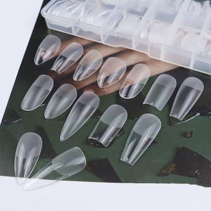 Nouvelles Faux Ongles Complètes à Coller Style 2023 en ABS Givré Doux, Sans Trace, Forme Amande, Transparents pour DIY Ongles - Product Image 1