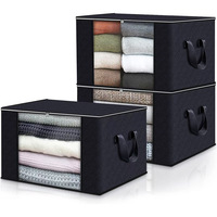 Sac de rangement robuste pour vêtements avec poignées solides, fermeture éclair renforcée, empilable, grande fenêtre frontale, boîte de rangement pour déménagement, armoire