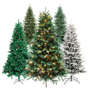 スタンドクリスマスツリーを含む事前に点灯された「フィールリアル」人工フルダウンスイープグリーンダグラスモミ白色光