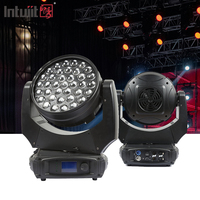 Projecteur LED Moving Head Wash Zoom 37*10W RGBW 4-en-1 pour scène, avec réglage de la focale 5-60 degrés, contrôle DMX512, en alliage d'aluminium, pour usage professionnel sur scène