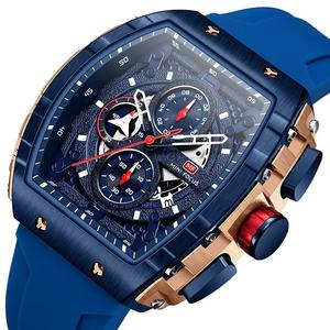 오리지널 브랜드 럭셔리 남성용 쿼츠 아날로그 크로노그래프 시계 3ATM 방수 실리콘 밴드 비즈니스/스포츠 스타일 스퀘어 타키미터 - Product Image 3