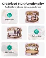 Pochette de maquillage matelassée en tissu nuageux avec logo personnalisé, sac de rangement de beauté pour femmes, pochette de maquillage matelassée, sac de voyage léger, sac de toilette