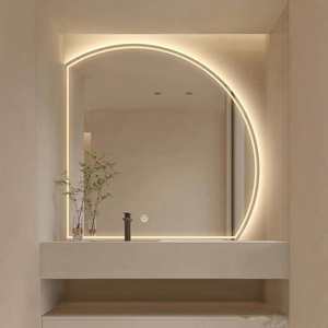 Miroir de salle de bain intelligent à écran tactile LED anti-buée, forme personnalisée, style Art Déco, pour maquillage et coiffure - Product Image 2