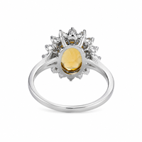 Bague de fiançailles et de mariage classique en argent sterling 925 plaqué rhodium avec zircon jaune, bijou vintage en forme de goutte d'eau pour femme