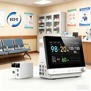 เครื่องตรวจวัดสัญญาณชีพแบบพกพา 12 IBP Etco2 ตรวจคลื่นไฟฟ้าหัวใจ ECG CO สำหรับผู้ป่วย พร้อมระบบตรวจสอบกลาง RM01-PM12 เครื่องตรวจคลื่นไฟฟ้าหัวใจ - Product Image 2