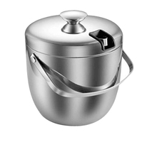Seau à glace en acier inoxydable pour vin et boissons, finition satinée, personnalisable, vente en gros pour fabricants, idéal pour bars et restaurants.