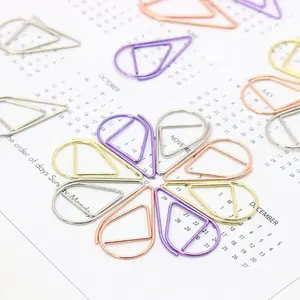 Clipes de papel de marcador de metal multicolorido tamanhos variados, clipe de papel de gota de água fofo