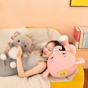Peluche Éléphant de la Jungle Adorable en Velours Lavable Couleurs Pastel avec Yeux Brodés, Coussin Confortable pour Tout-petit 30cm, Vente en Gros pour Machine à Pinces - Product Image 3