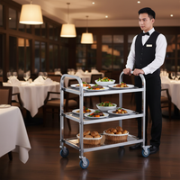 Chariot de service en acier inoxydable sur mesure de luxe avec roulettes silencieuses pour hôtels de luxe et clubs privés