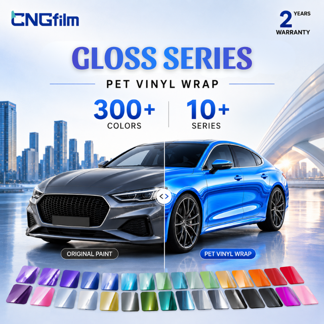 Affordable Car Gloss Vinyl Wrap Grey Silver Black With Over 300 Colors PET Car Wrap Film Bulk Supplier