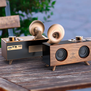 Altavoz B6 inalámbrico de grano de madera, soporte de teléfono móvil portátil <span class=keywords><strong>con</strong></span> Radio, Mini bocina de sonido - Product Image 4