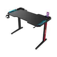 Bureau de Gaming fixe, noir, en forme de T, avec éclairage Led, pour e-sport, 2020