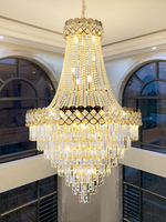 Lustre de luxe à hauteur réglable grande lampe suspendue intérieure en cristal creux pour villa salon et escalier