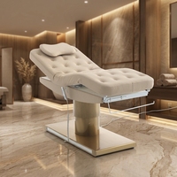 Ensemble de lit de beauté électrique moderne et élégant, base métallique de luxe, table de massage facial pour salon de beauté et spa, chaise réglable en hauteur pour extensions de cils