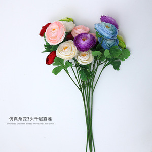 Fleurs artificielles de lotus superposées à 3 têtes, blanches, 100cm-200cm, pour décoration de mariage, bouquet, Xinchengzhi - Product Image 2