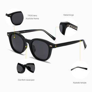 Gafas de sol redondas de acetato 2025, gafas de sol Vintage de alta calidad para mujer, gafas de sol polarizadas con logotipo personalizado de lujo para hombre - Product Image 3
